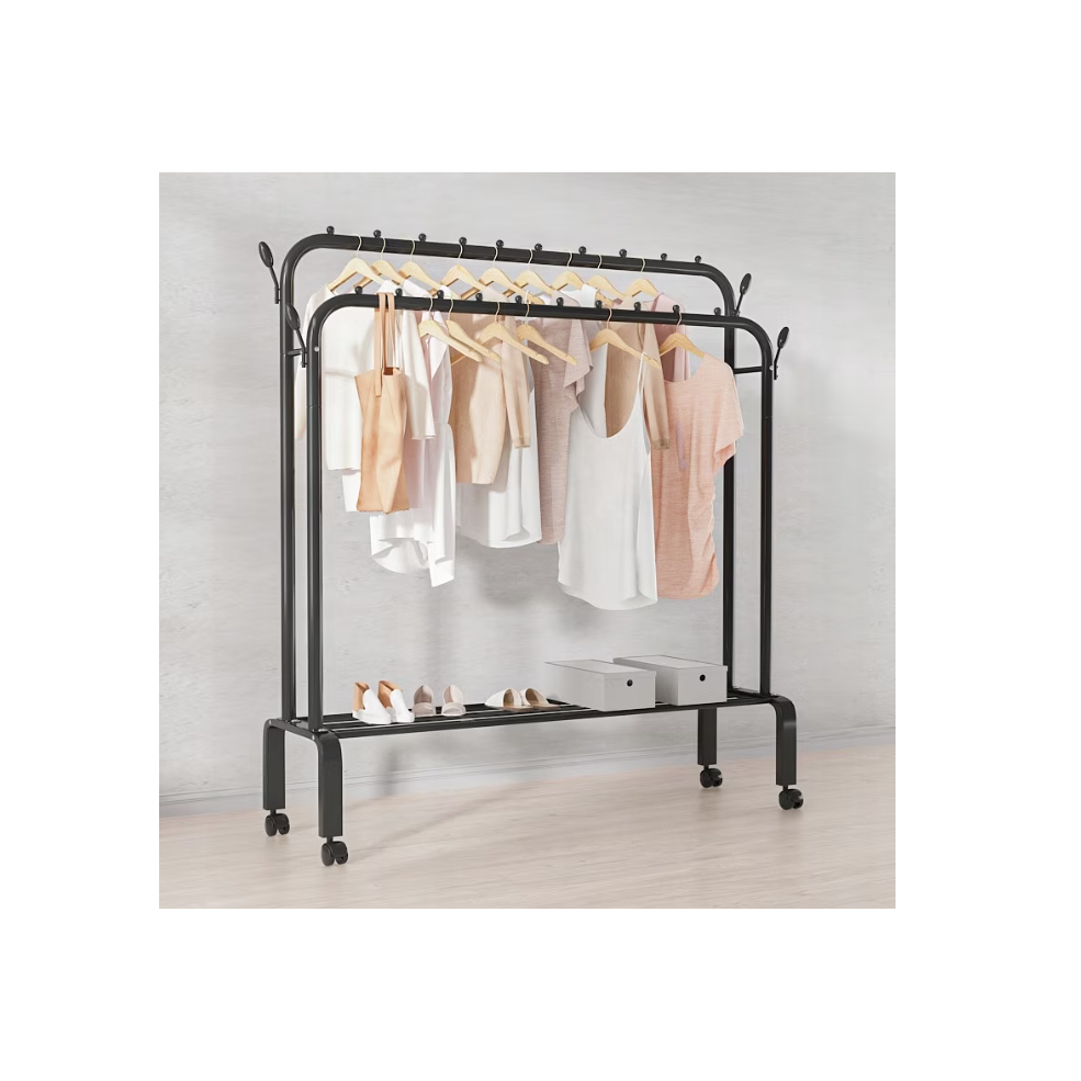 Suport pentru umerase si pantofi, AT PERFORMANCE®, 150 x 110 x 57 cm, Negru